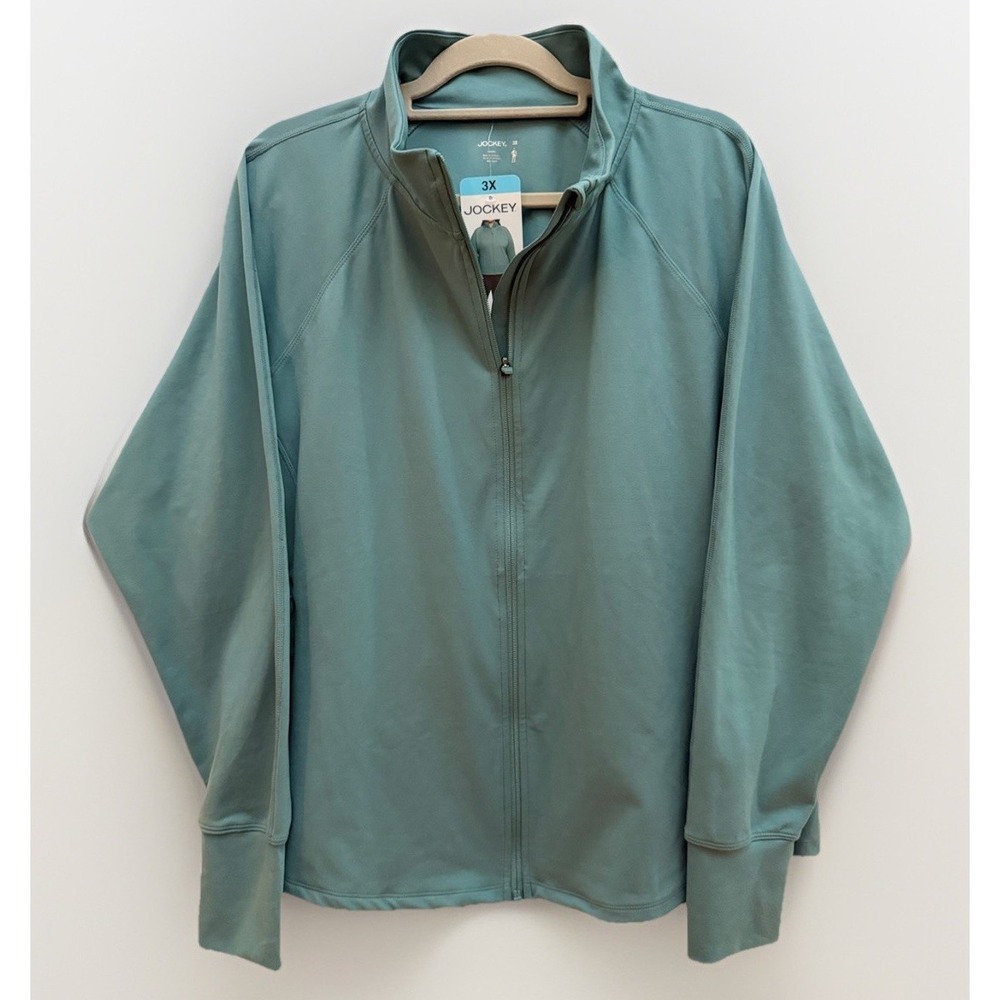 Jockey Women's 3X Aqua Blue Tulip Hem Yoga Jacket NWT Coastal Spring Athleisure
